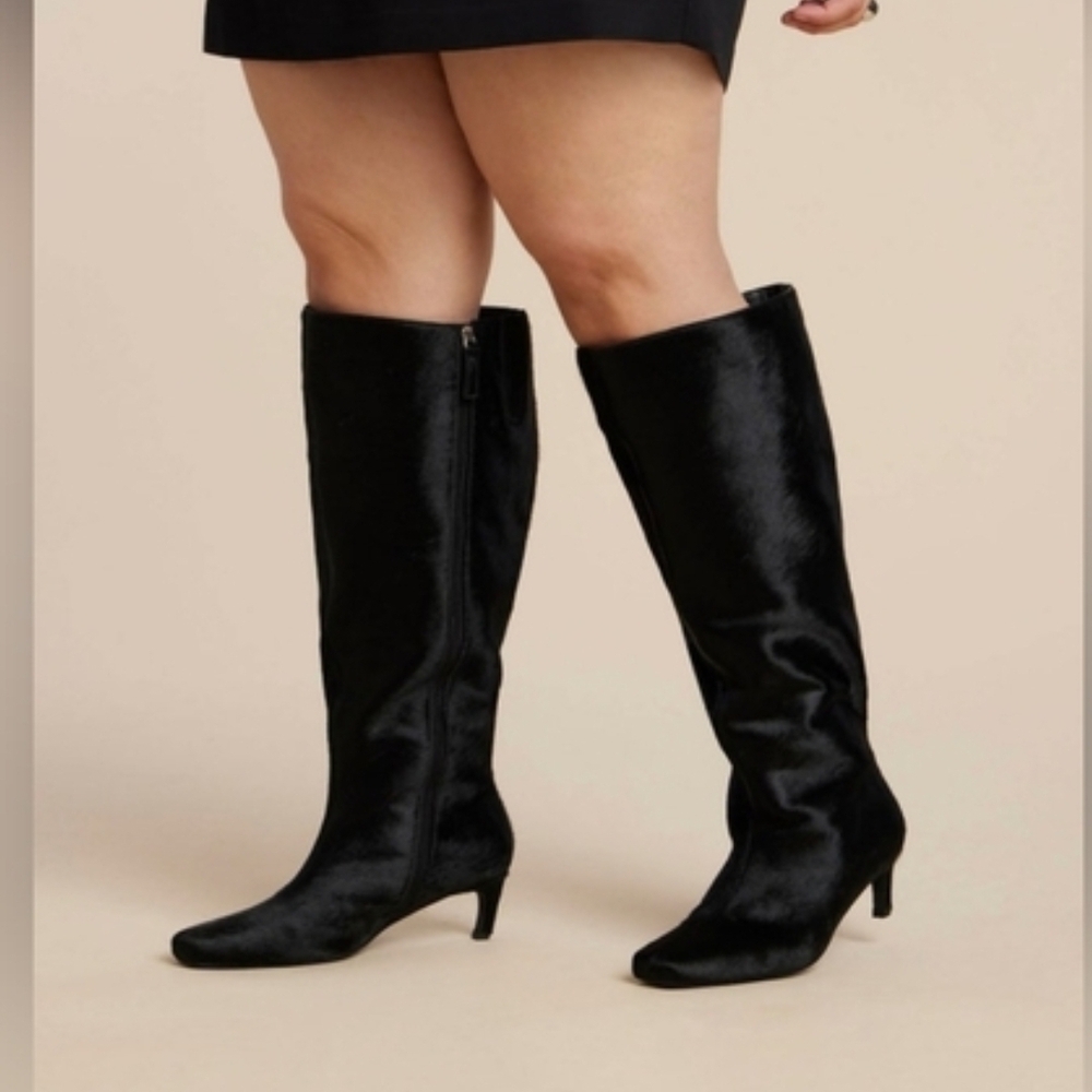Eloquii Black Kitten-Heel Knee-High Boots. Wide Calf